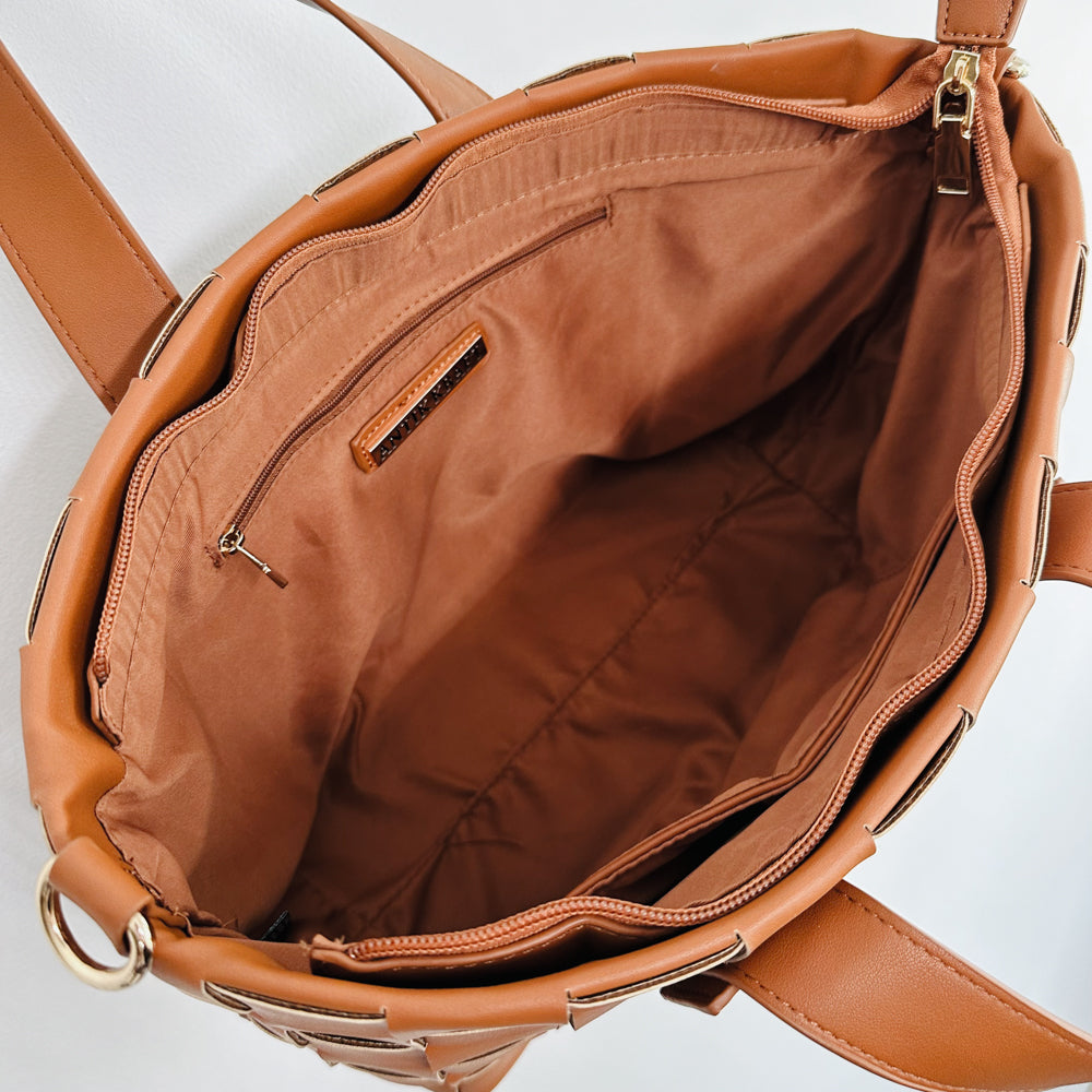 ANITA - Woven Faux Leather Handbag