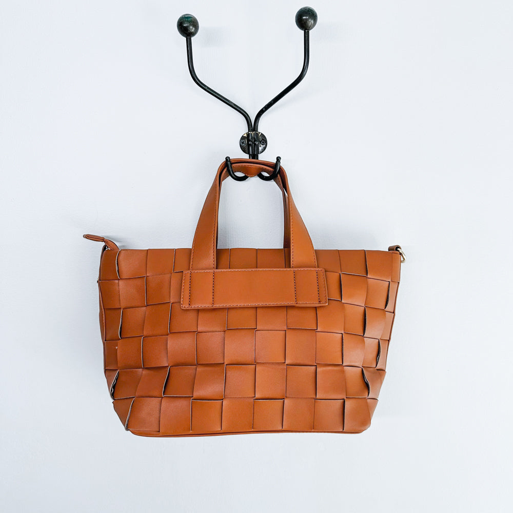 ANITA - Woven Faux Leather Handbag