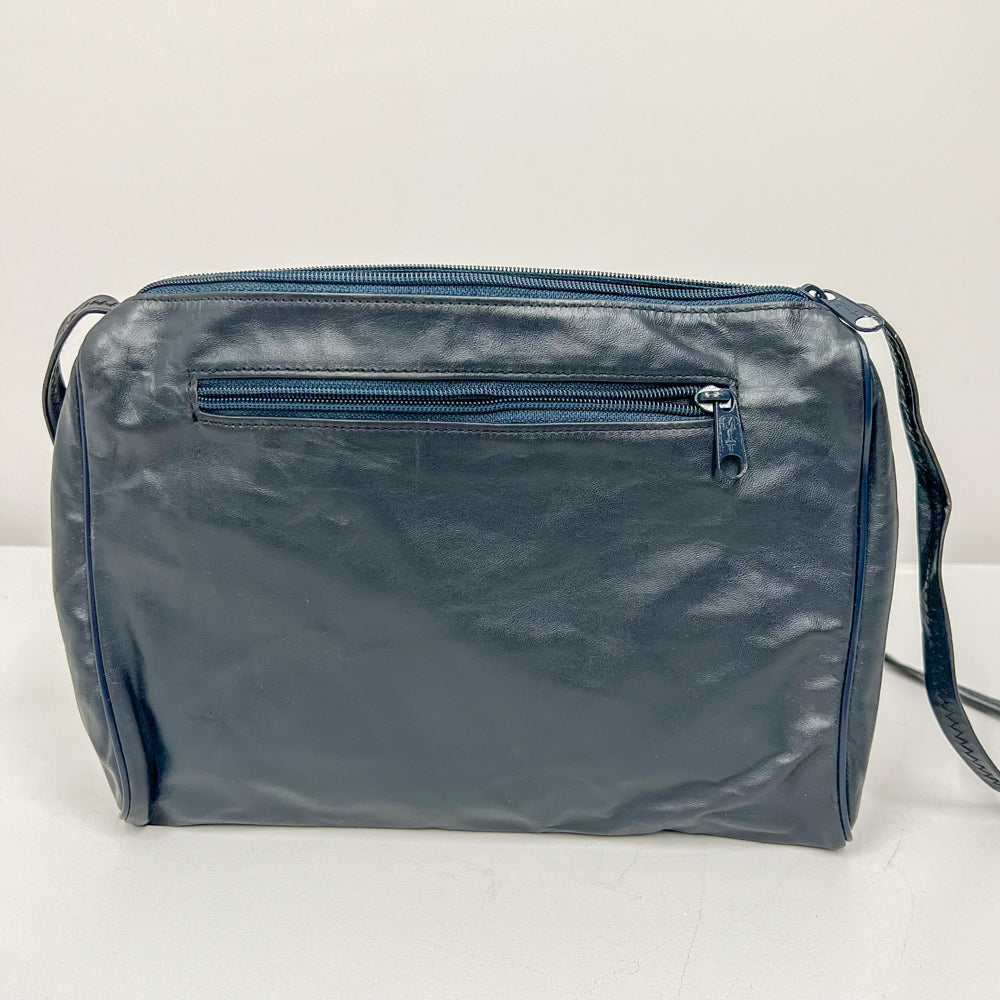 Genuine Leather Navy Crossbody