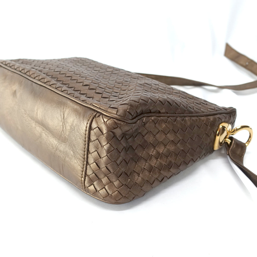 GLADYS - Golden Woven Leather Bag