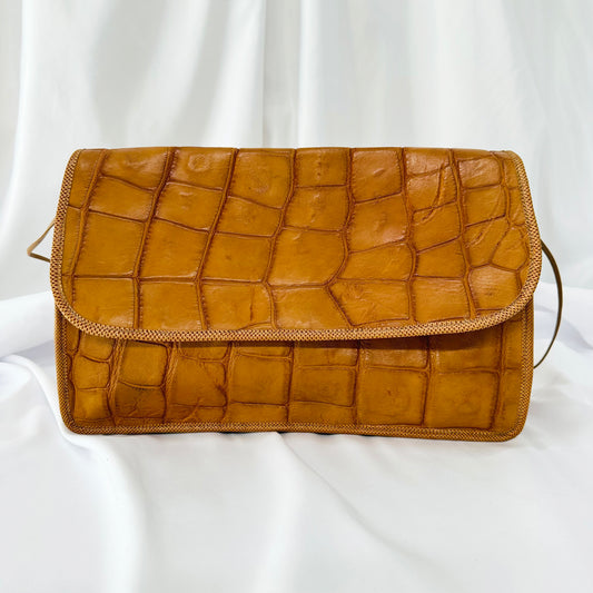CARLA - Vintage Crocodile Leather Clutch