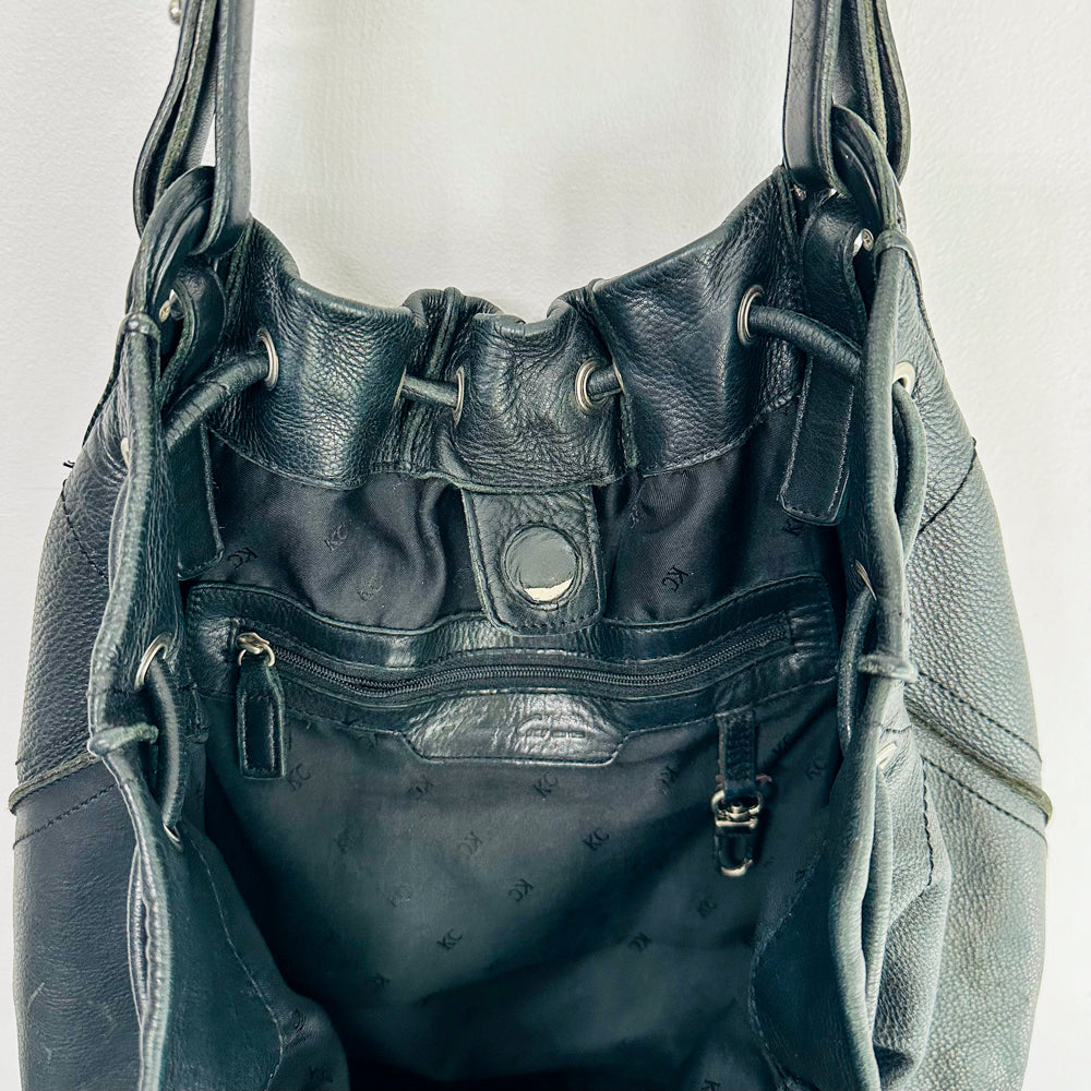 KENNY - Black Leather Shoulder Bag
