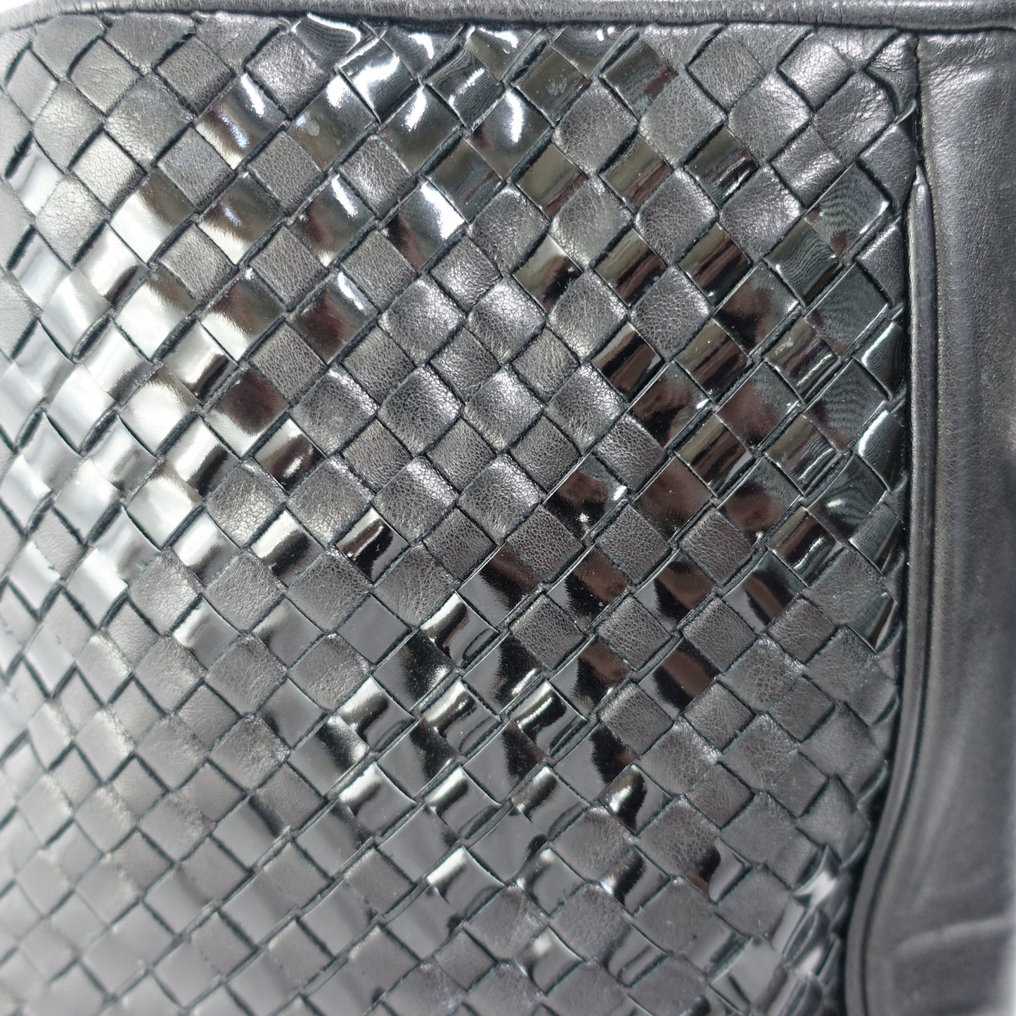 Black Patent Woven Bucket