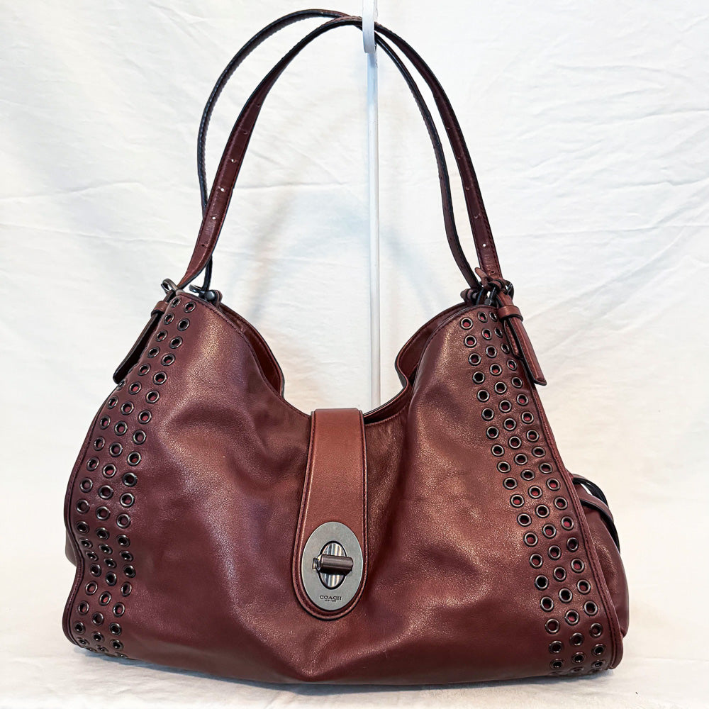 Coach Madison Carlyle Grommet Hobo Brick Shoulder