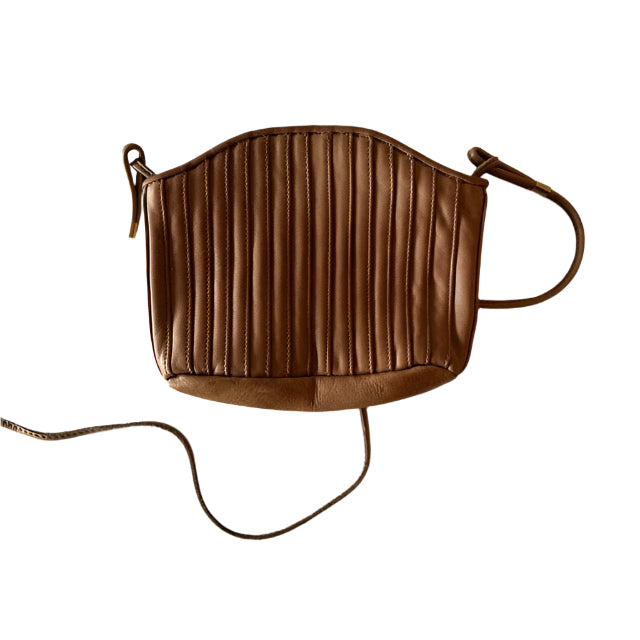 Wave Stitch Leather Handbag with Shoulder Strap