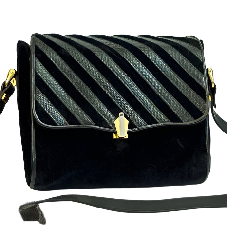 Velvet and Leather Clutch