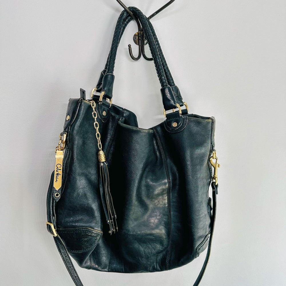 COLE - Black Leather Shoulder Bag