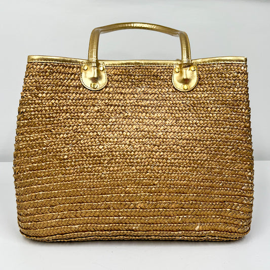 GOLDIE - Raffia Woven Gold Tote