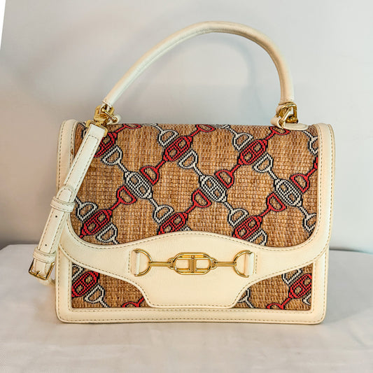 Vintage Horse Bit Embroidered Italian Top Handle with removable strap