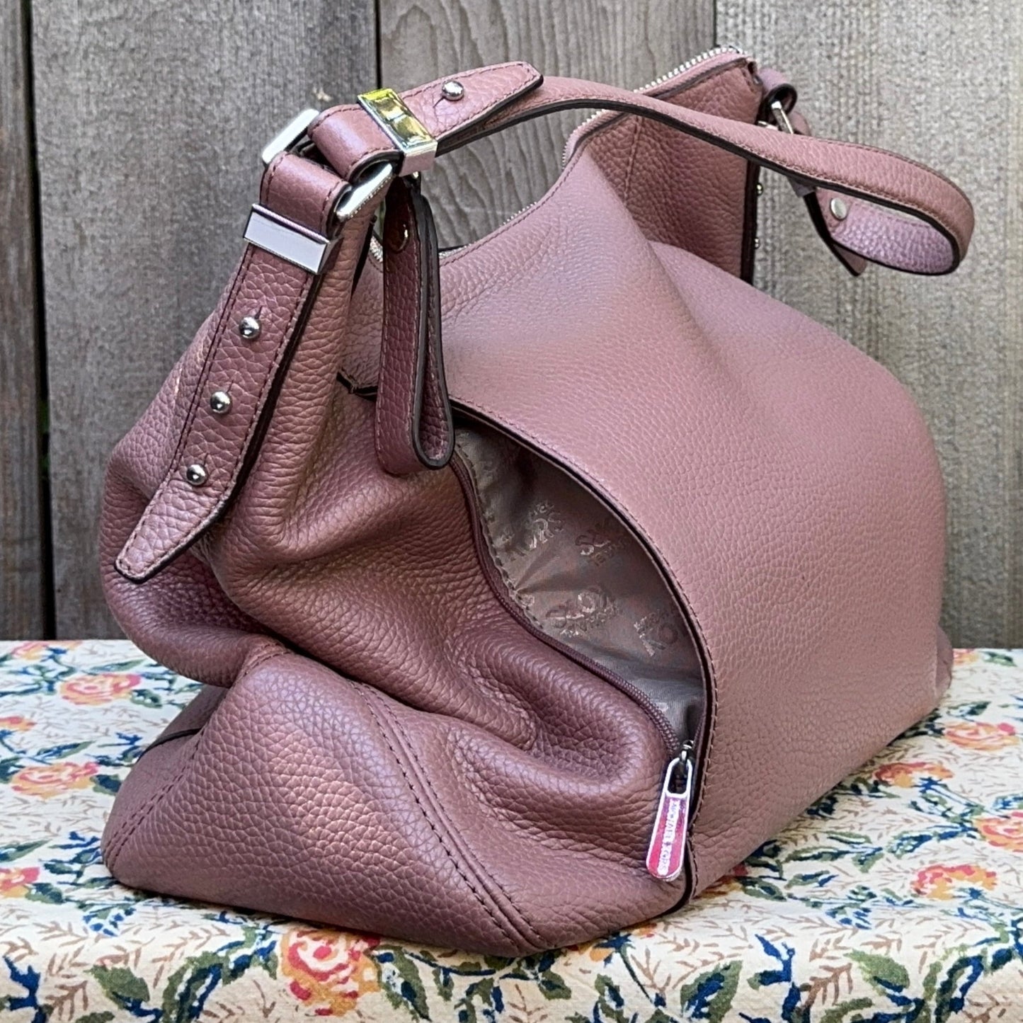 Dusty Rose Michael Kors  Pebble Leather Medium Shoulder Bag