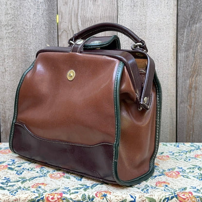 Vintage Leather Top Handle Rivage Classic Metal Frame