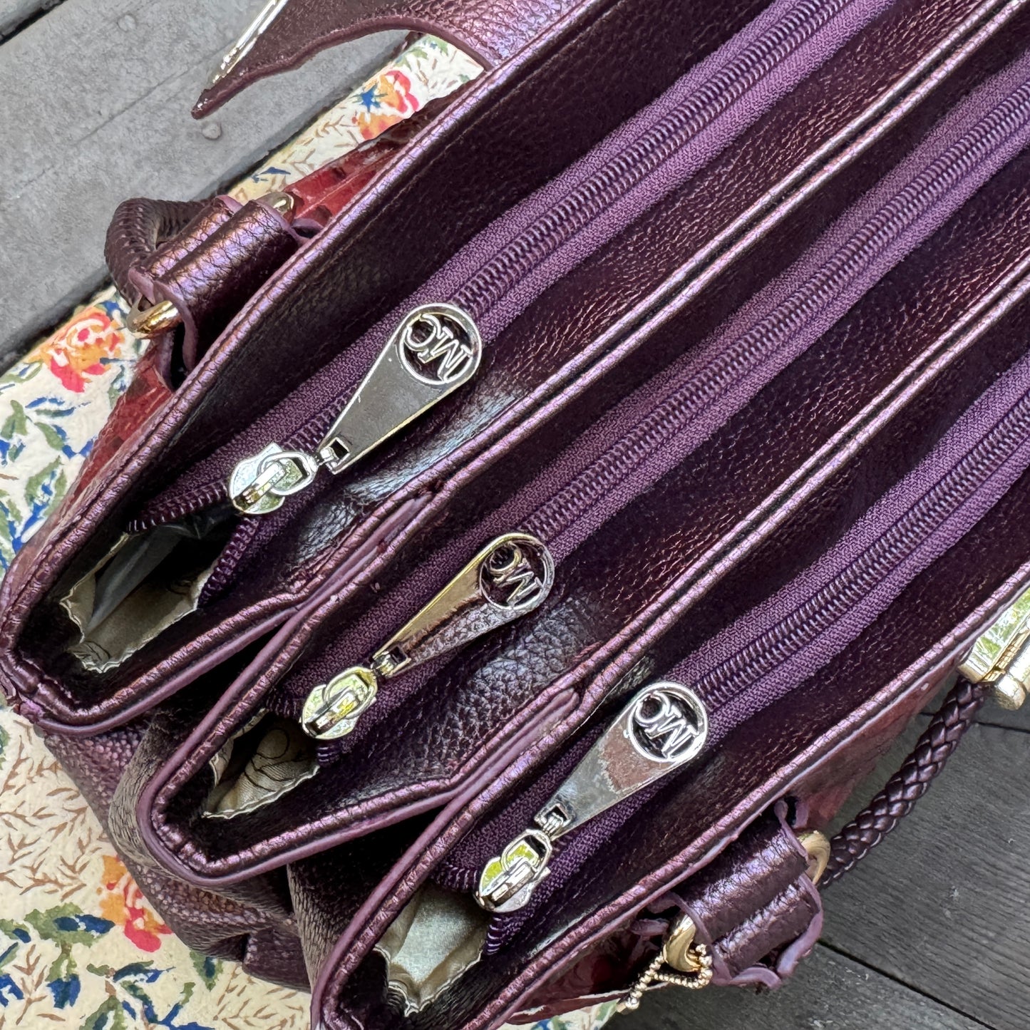 Burgundy Croc Large Shoulder Bag