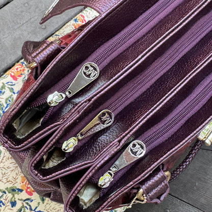 Burgundy Croc Large Shoulder Bag