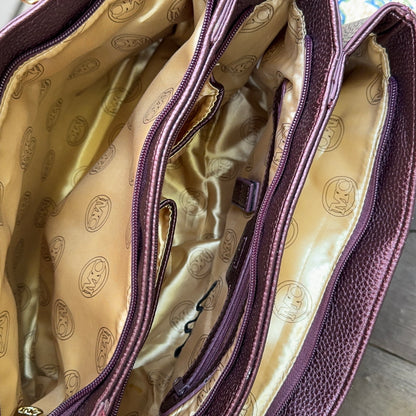 Burgundy Croc Large Shoulder Bag