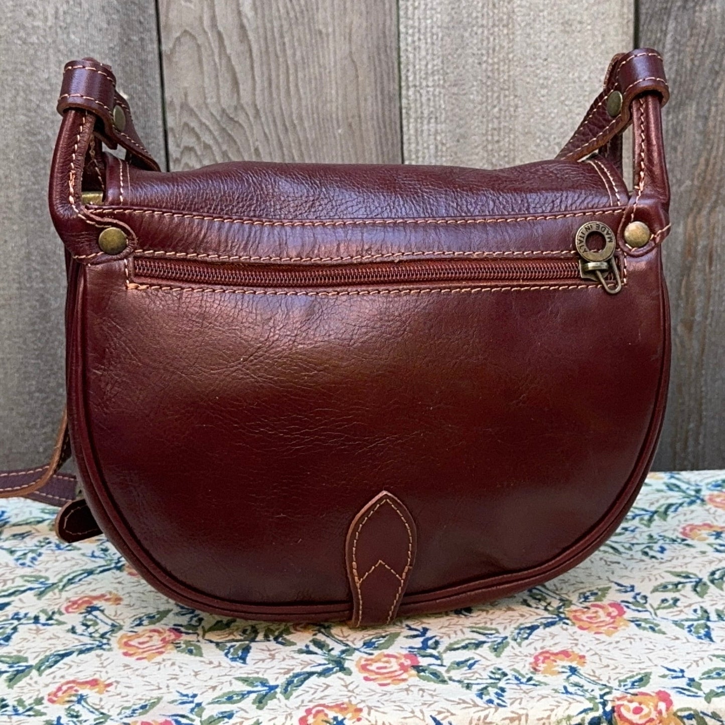 Burgundy Italian Leather Crossbody Vera Pelle