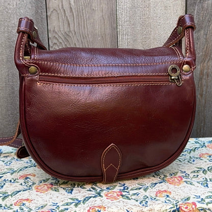 Burgundy Italian Leather Crossbody Vera Pelle