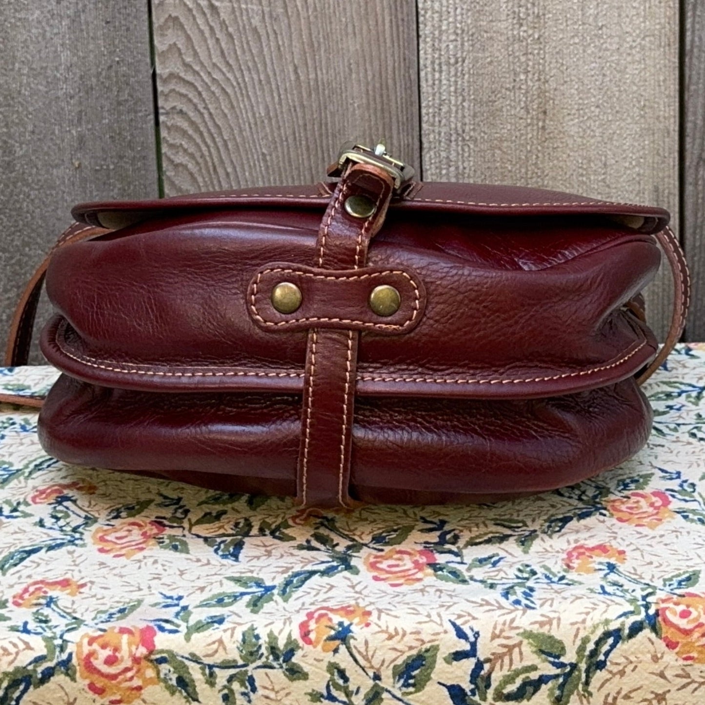 Burgundy Italian Leather Crossbody Vera Pelle