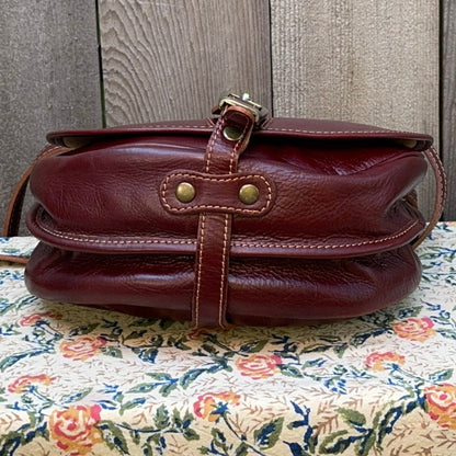 Burgundy Italian Leather Crossbody Vera Pelle
