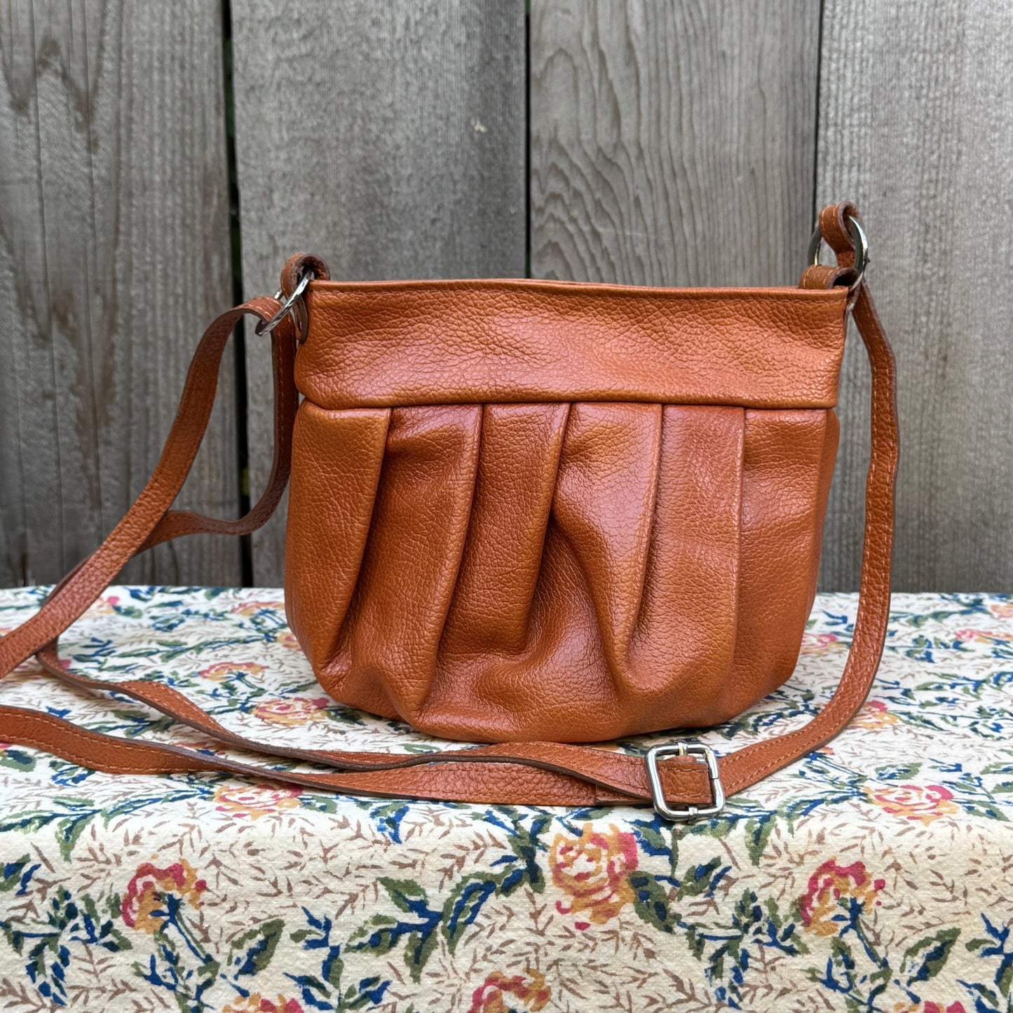 Tan Italian Leather Mini Pouch Crossbody