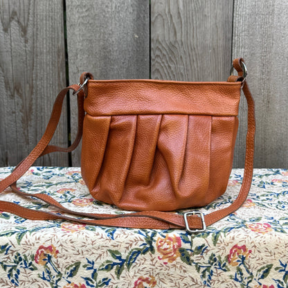 Tan Italian Leather Mini Pouch Crossbody