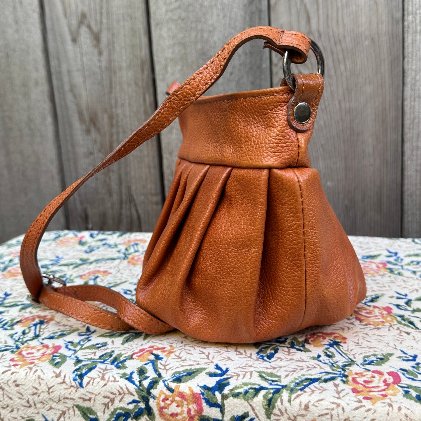 Tan Italian Leather Mini Pouch Crossbody