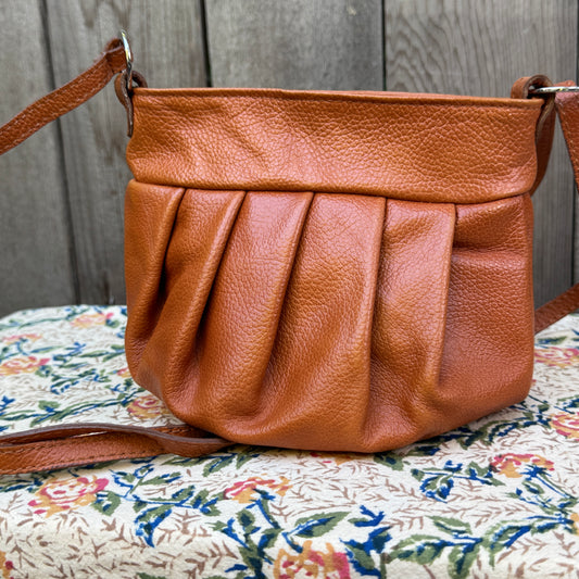 Tan Italian Leather Mini Pouch Crossbody