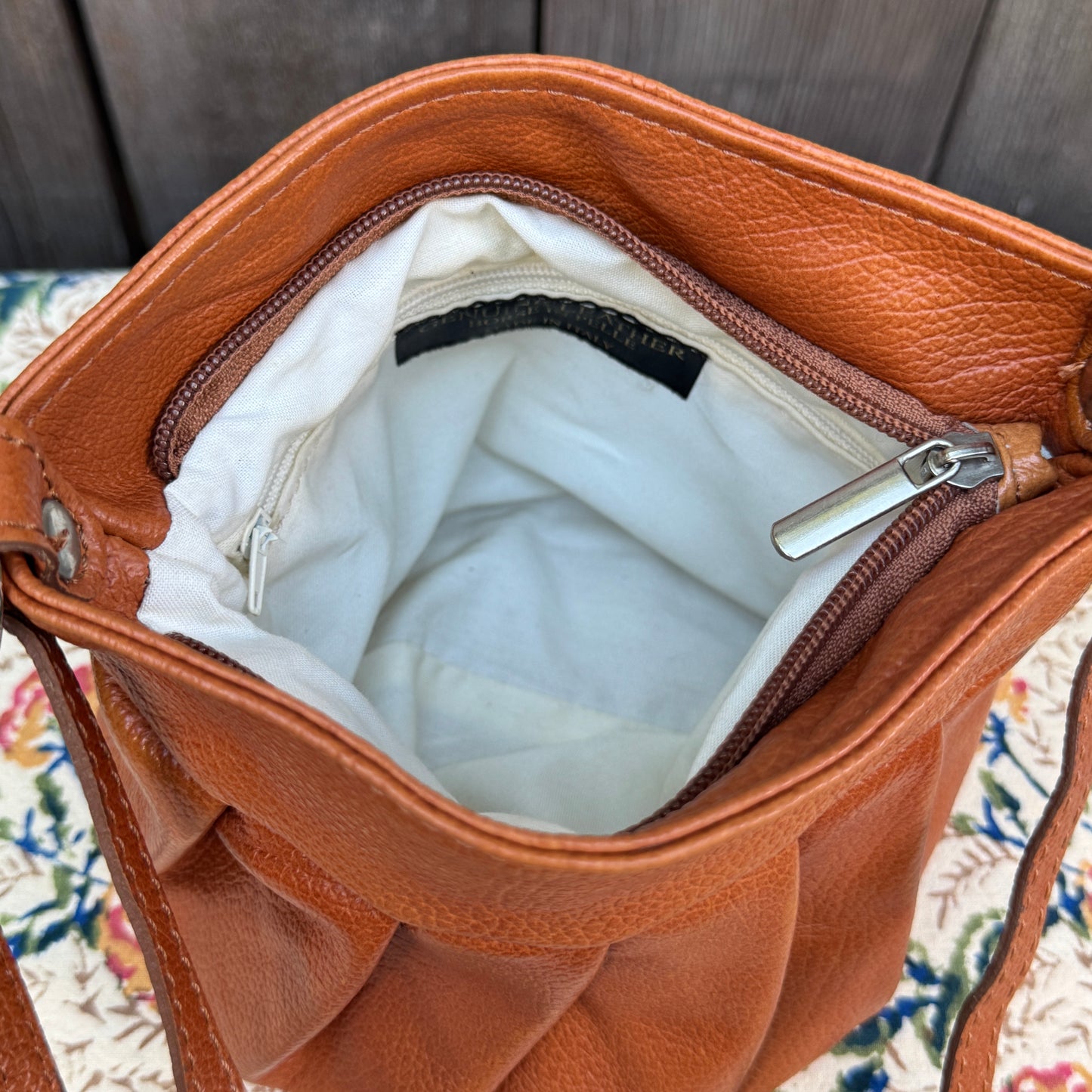 Tan Italian Leather Mini Pouch Crossbody