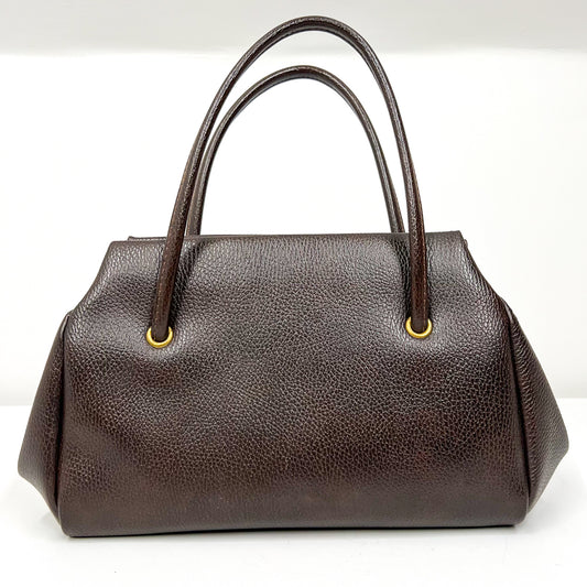 SANDRA - Vintage Shoulder Bag Faux Pebbled Brown Leather